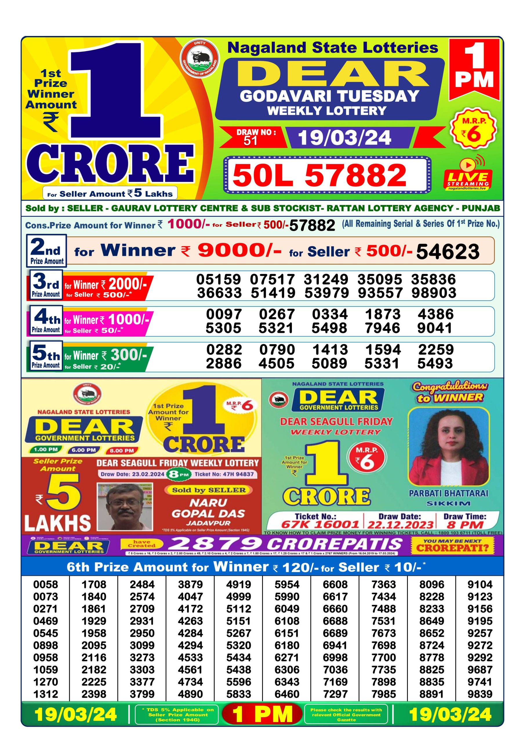 Dear lottery result 1pm 19-3-24