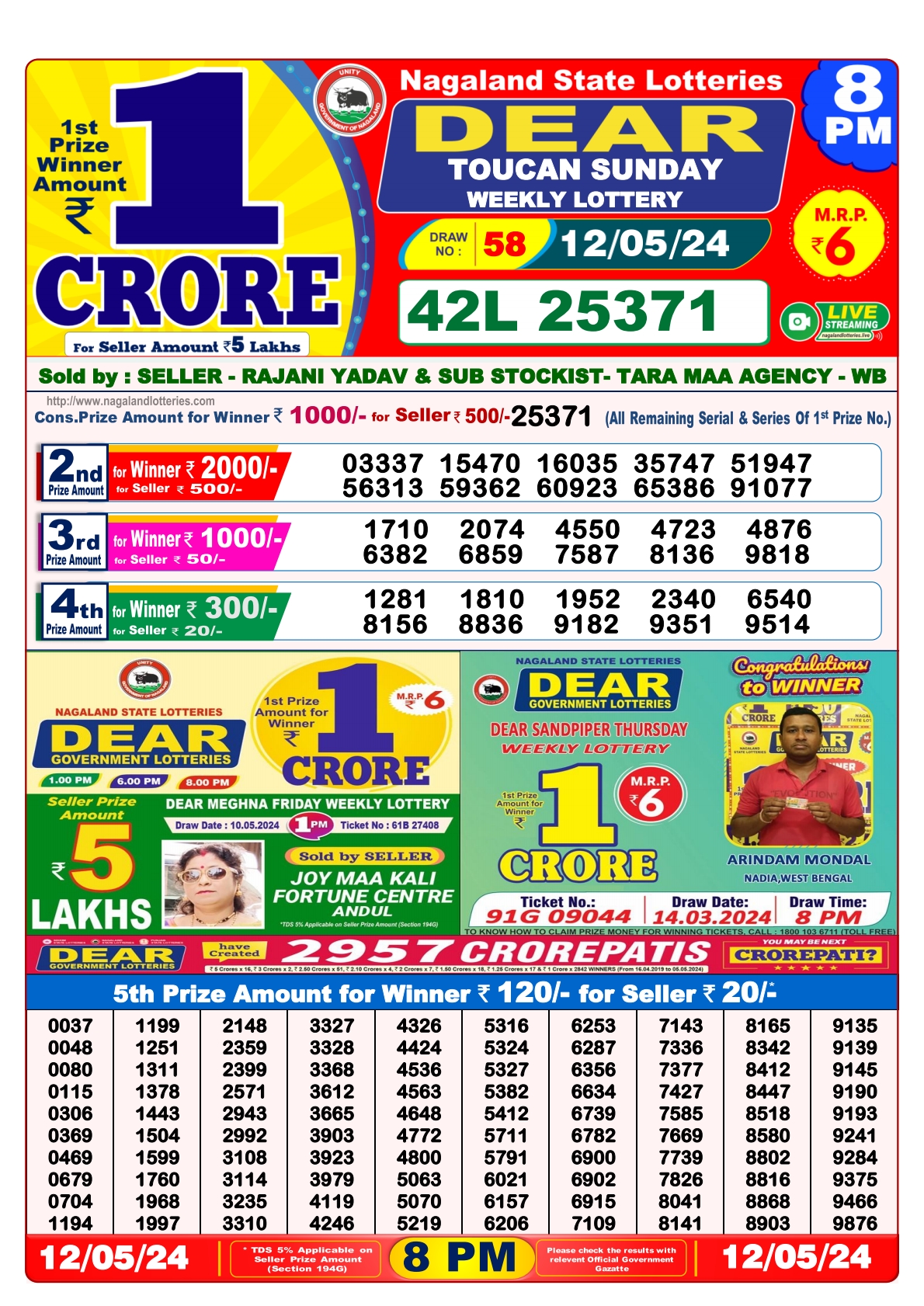 Dear Lottery Result 8PM 12/05/24