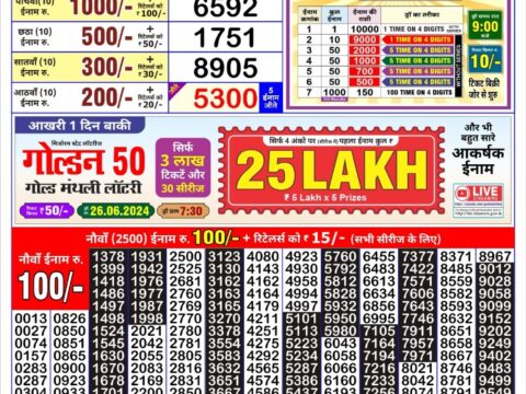 Golden king lottery 4.30pm 25-6-24