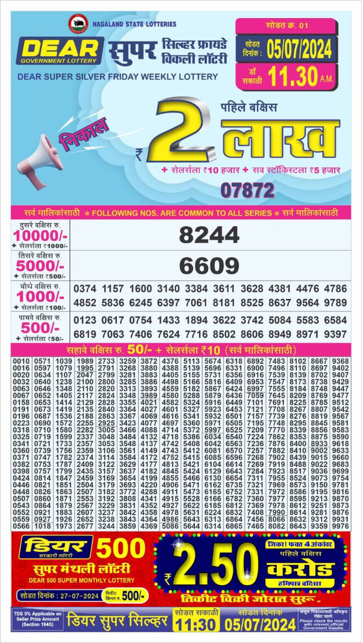 Dear super lottery result 5