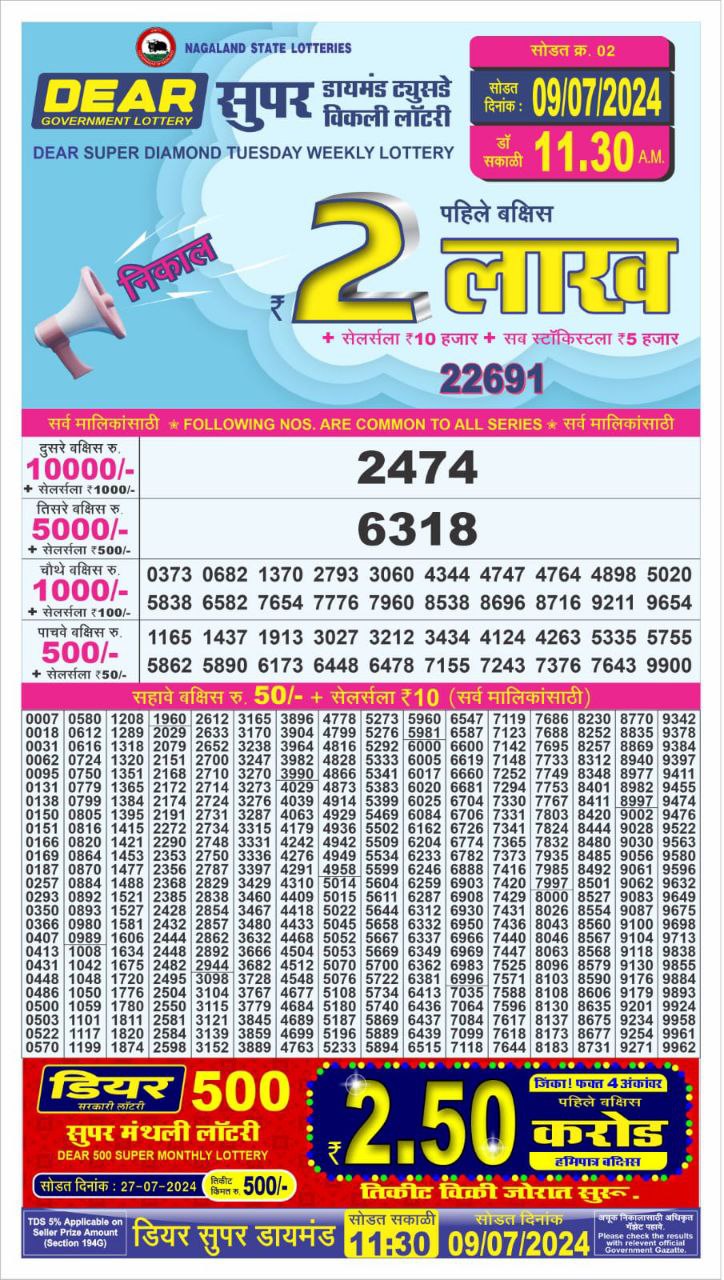 Dear super lottery result 9 july24