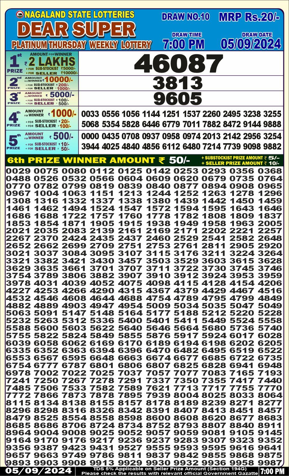 Dear super lottery result 5 sept 24