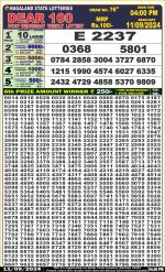 Dear 100 lottery 4pm result 11.9.24