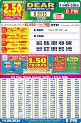 Dear 500 Super Monthly Lottery 14/09/24 Result 8PM