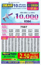 Dear10 Lottery Result 7PM 12.09.24