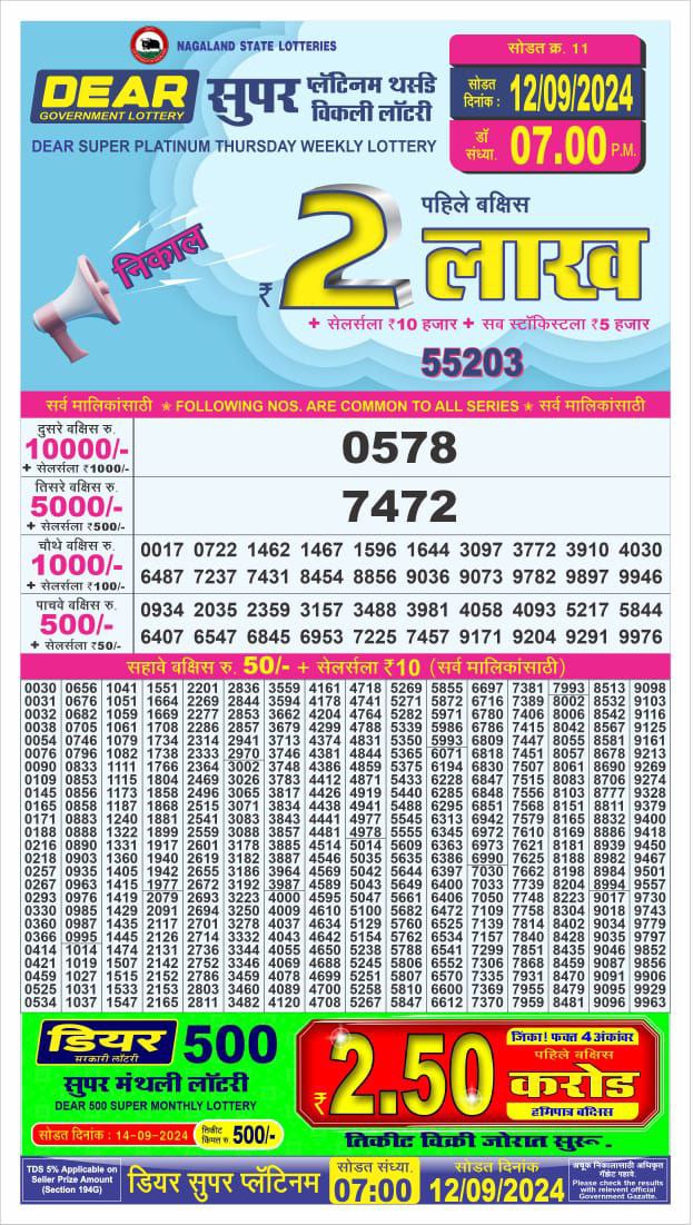 Dear super lottery result 12 sept 24