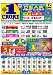 Dear lottery result 6pm result 14 sept  24