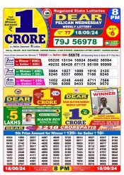 Dear Lottery 8PM Result 18 sept 24